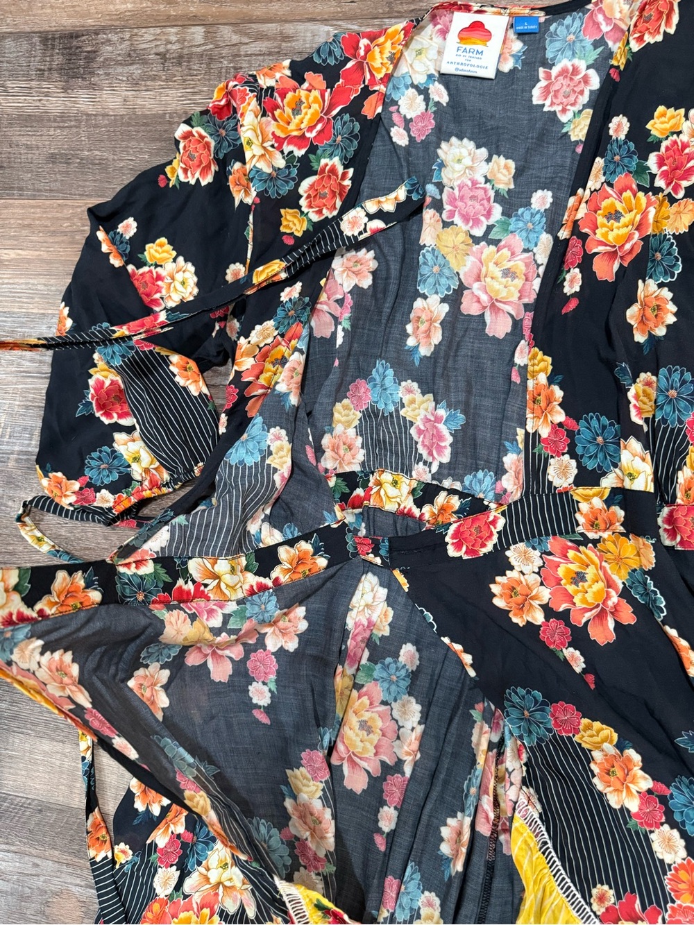Farm Rio for Anthropologie Loretta Maxi Floral Wrap Dress Size Large - Picture 6 of 11
